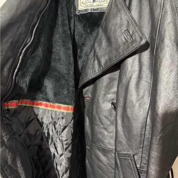 Wilda Black Leather Trench Coat Women Size XL Belted Western Winter Fall Classic - Picture 4 of 6